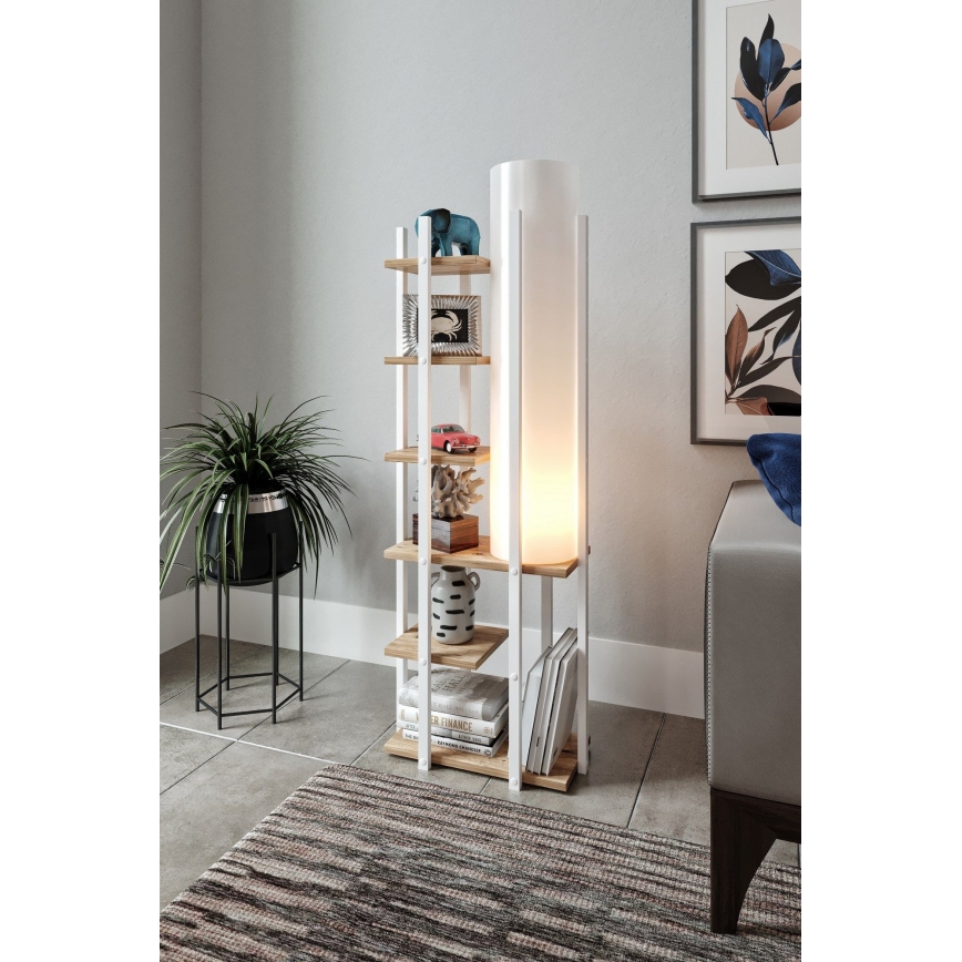 Podna lampa s policama MODA DOR 1xE27/40W/230V bijela/smeđa