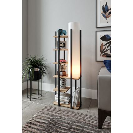 Podna lampa s policama MODA DOR 1xE27/40W/230V crna/smeđa
