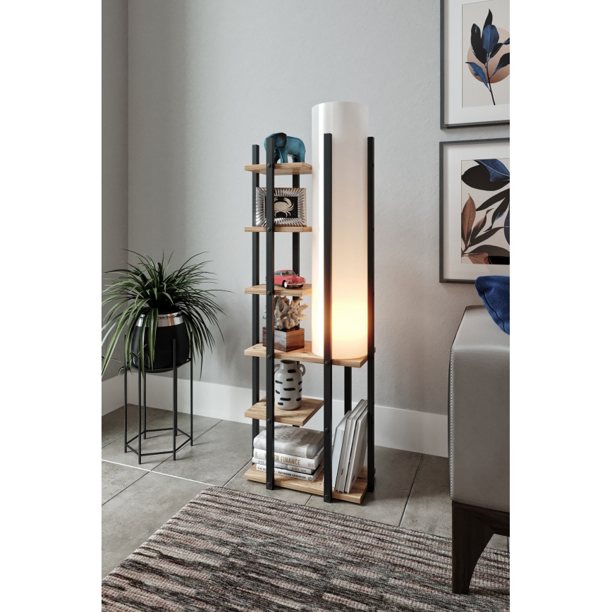Podna lampa s policama MODA DOR 1xE27/40W/230V crna/smeđa