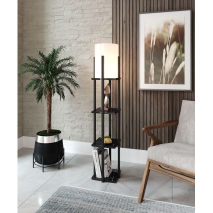 Podna lampa s policama NORA 1xE27/40W/230V crna