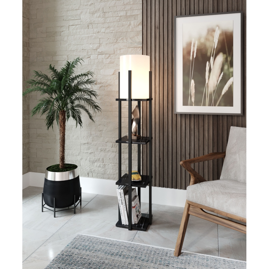 Podna lampa s policama NORA 1xE27/40W/230V crna