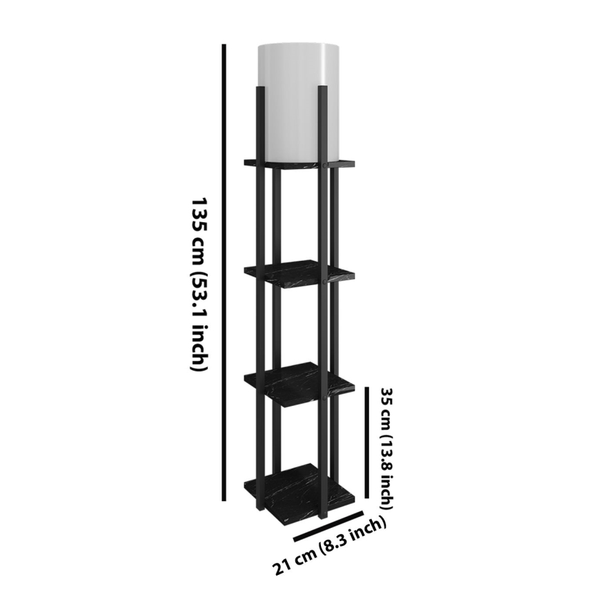 Podna lampa s policama NORA 1xE27/40W/230V crna
