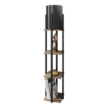 Podna lampa s policama NORA 1xE27/40W/230V crna/smeđa