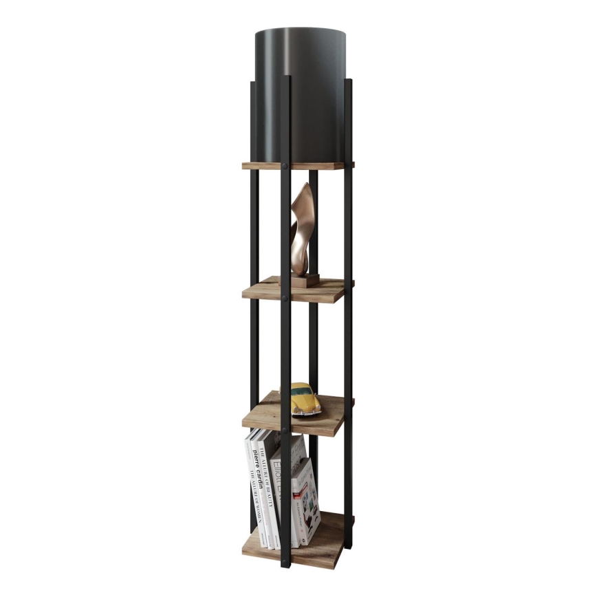 Podna lampa s policama NORA 1xE27/40W/230V crna/smeđa