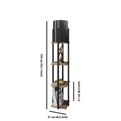 Podna lampa s policama NORA 1xE27/40W/230V crna/smeđa