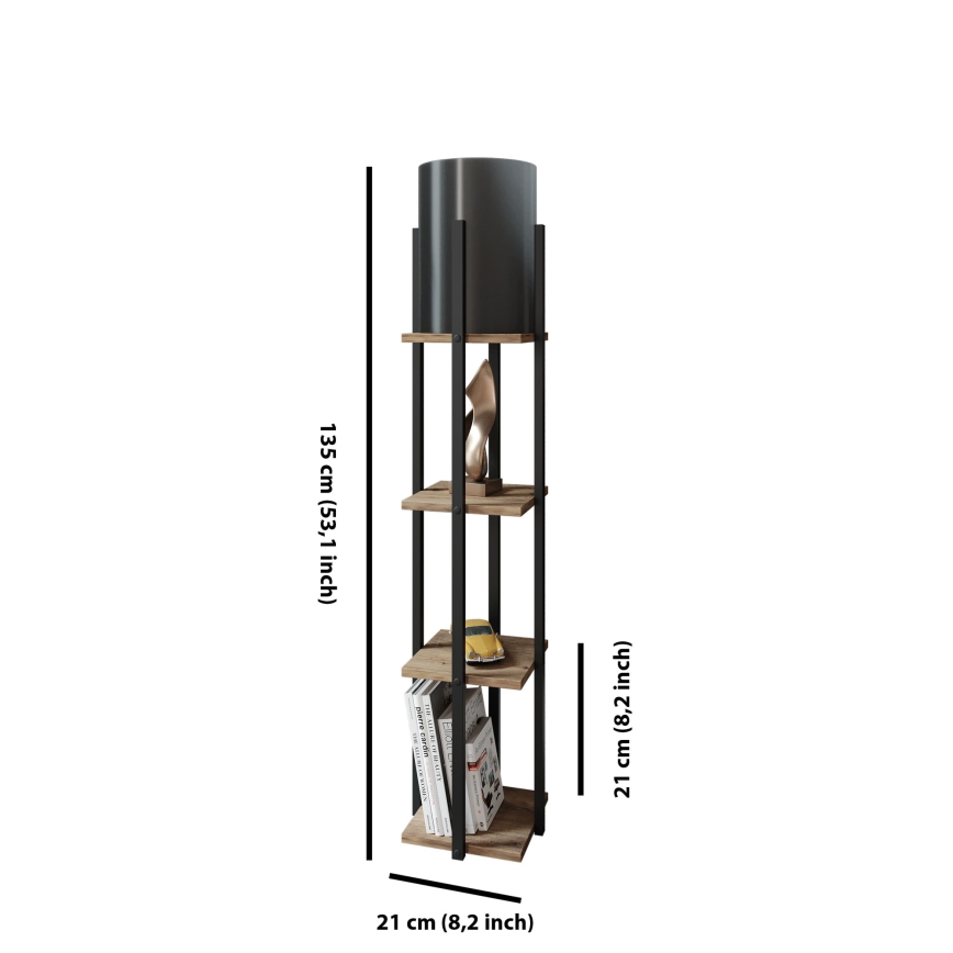Podna lampa s policama NORA 1xE27/40W/230V crna/smeđa