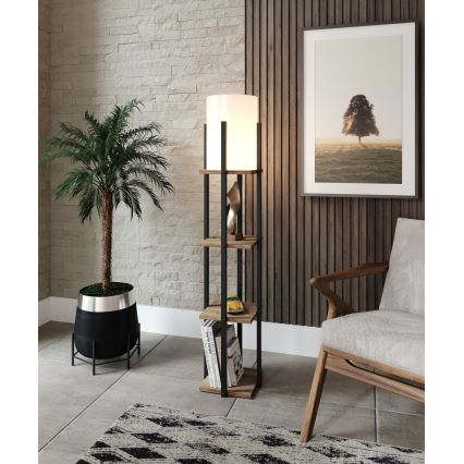 Podna lampa s policama NORA 1xE27/40W/230V crna/smeđa