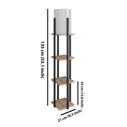 Podna lampa s policama NORA 1xE27/40W/230V crna/smeđa