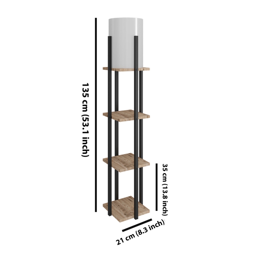 Podna lampa s policama NORA 1xE27/40W/230V crna/smeđa
