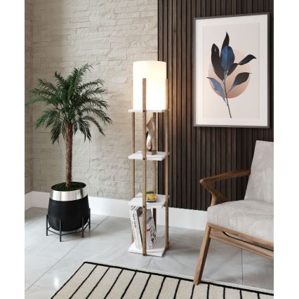 Podna lampa s policama NORA 1xE27/40W/230V smeđa/bijela