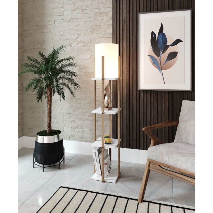 Podna lampa s policama NORA 1xE27/40W/230V smeđa/bijela