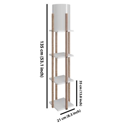 Podna lampa s policama NORA 1xE27/40W/230V smeđa/bijela
