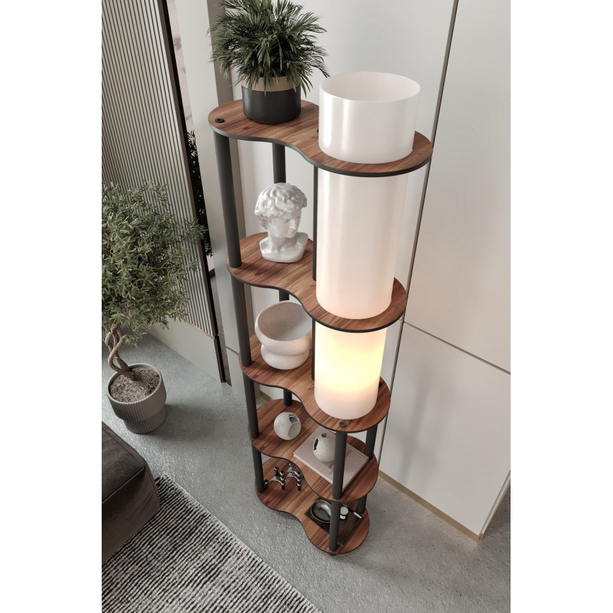 Podna lampa s policama NOTO 1xE27/40W/230V smeđa/crna