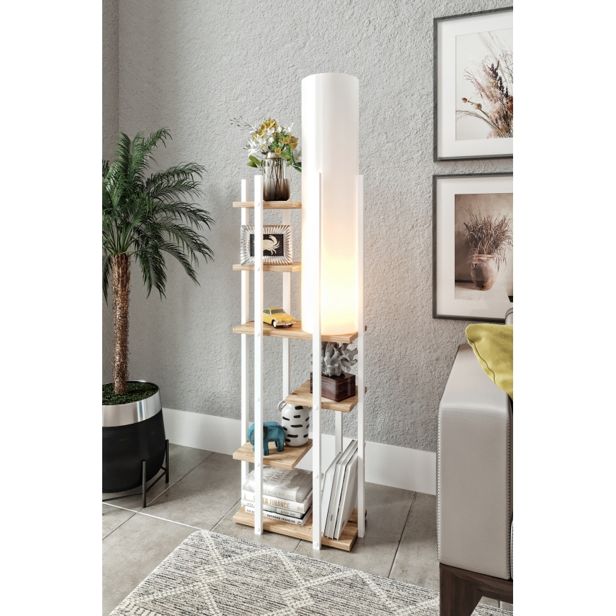Podna lampa s policama VOGUE 1xE27/40W/230V 160 cm bijela