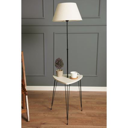 Podna lampa sa stolićem 1xE27/40W/230V crna/krem