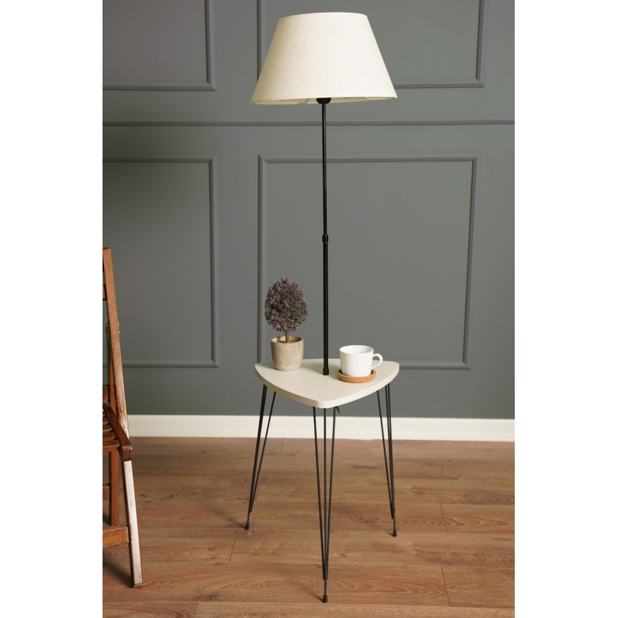 Podna lampa sa stolićem 1xE27/40W/230V crna/krem