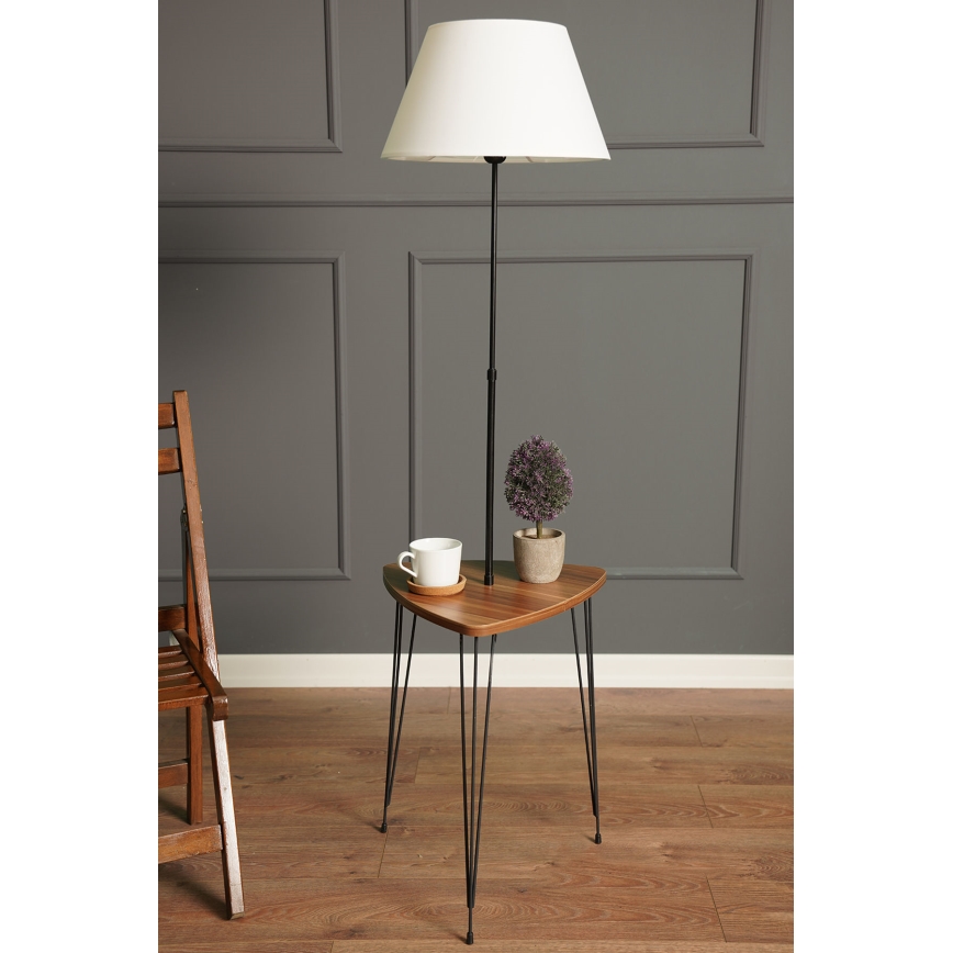 Podna lampa sa stolićem 1xE27/40W/230V crna/smeđa