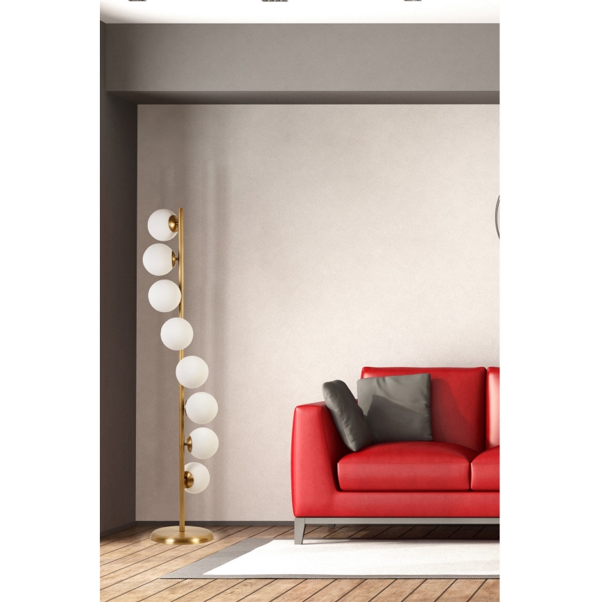 Podna lampa SIMAY 8xE27/40W/230V zlatna/bijela