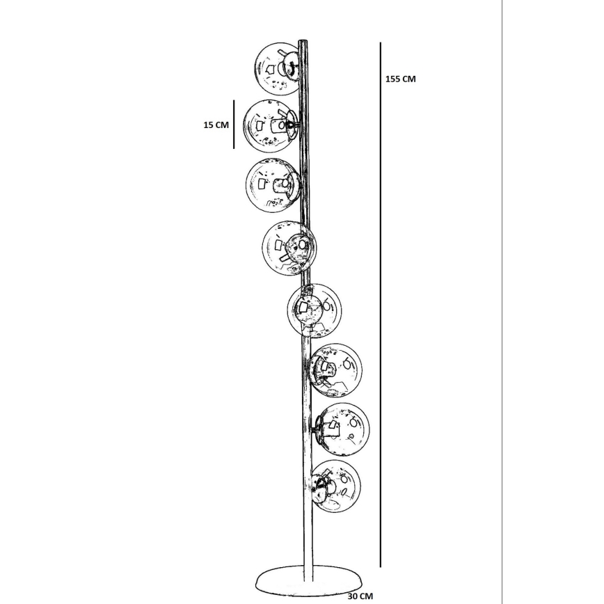 Podna lampa SIMAY 8xE27/40W/230V zlatna