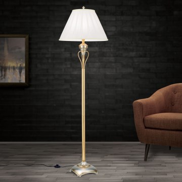 Podna lampa TIZIA 1xE27/60W/230V bijela/zlatna/patina