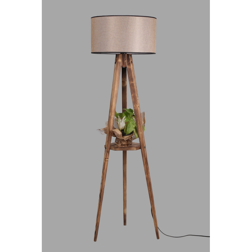 Podna lampa TRIPOD 1xE27/60W/230V bež/smeđa