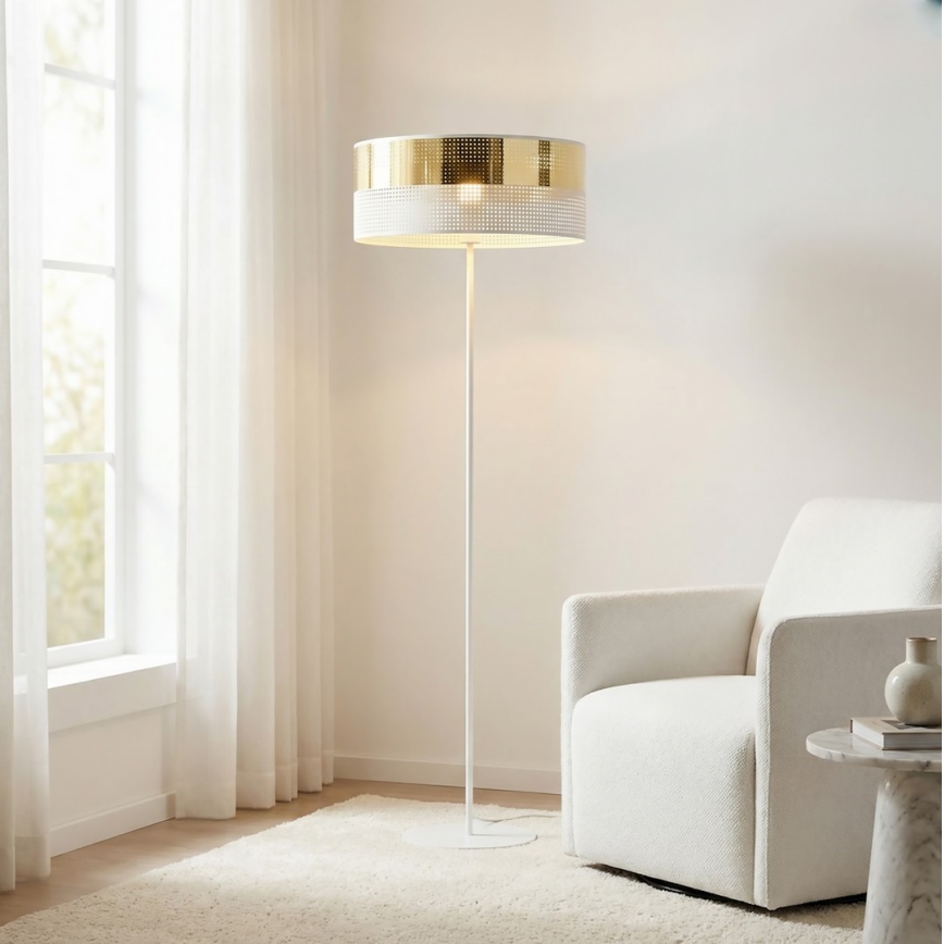 Podna svjetiljka LUX 1xE27/15W/230V bijela/zlatna