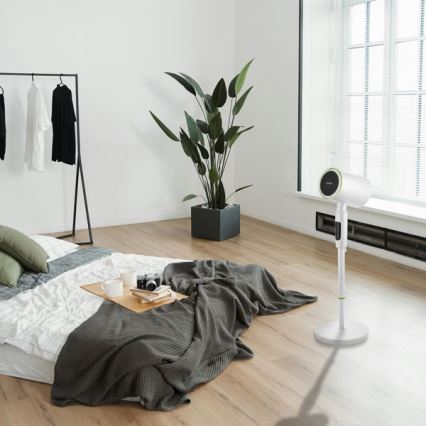 Podni ventilator s grijačem 50 W/2200 W/230 V, promjer 20 cm, bijeli
