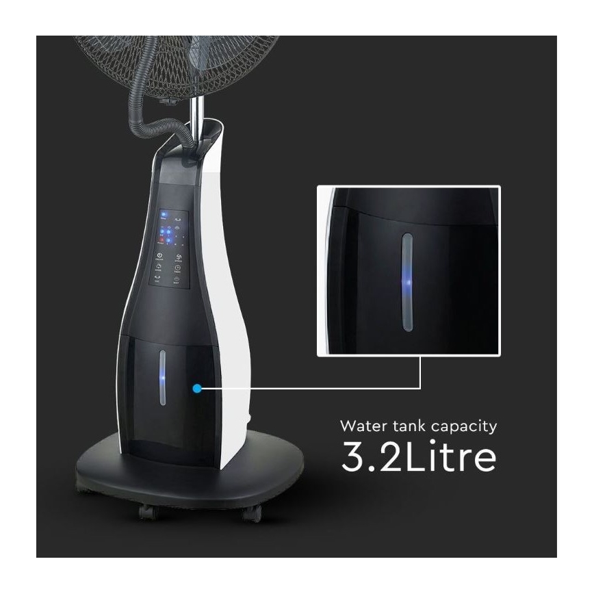 Podni ventilator s raspršivačem vode 80W/230V crna + DU