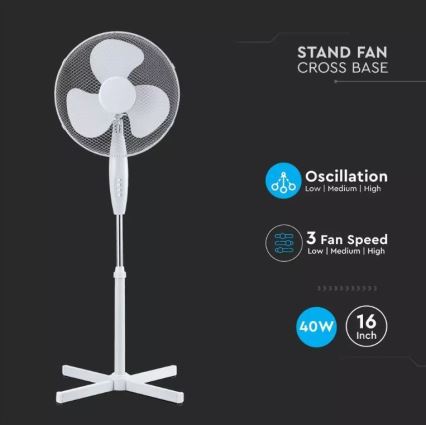 Podni ventilator Ø 41 cm 40W/230V bijela
