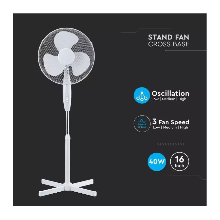 Podni ventilator Ø 41 cm 40W/230V bijela