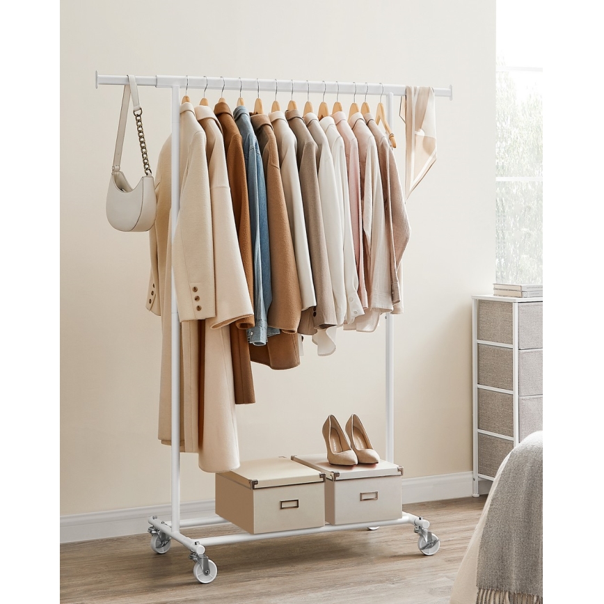 Pokretni podni stalak za odjeću LINEA, bijeli