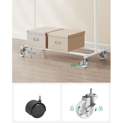 Pokretni podni stalak za odjeću LINEA, bijeli