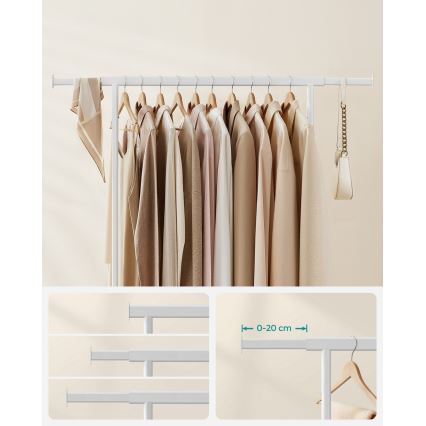 Pokretni podni stalak za odjeću LINEA, bijeli