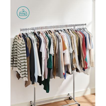 Pokretni stalak za odjeću LINEA, srebrni