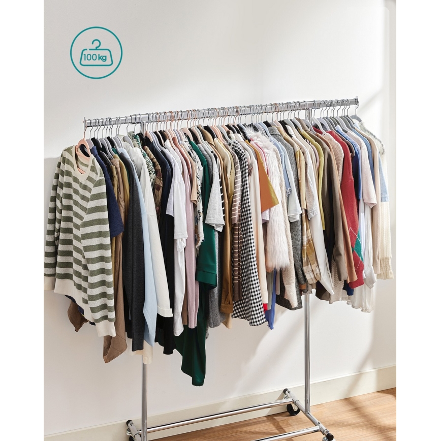 Pokretni stalak za odjeću LINEA, srebrni