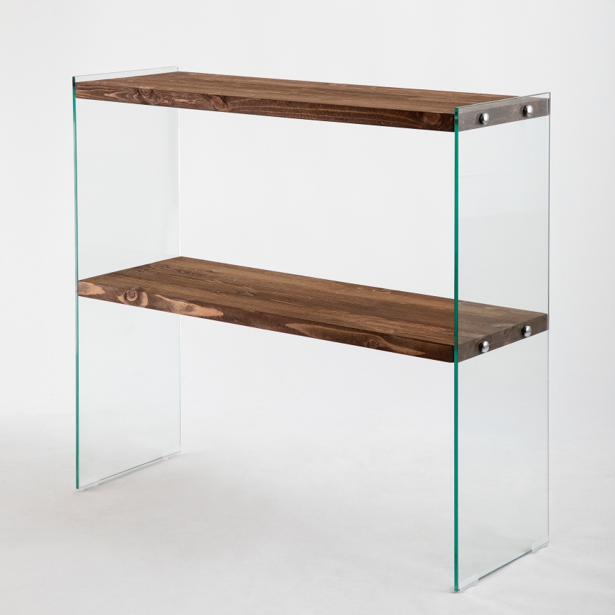 Polica VENEDIK 80x90 cm borovina/prozirna