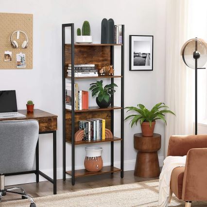 Polica za knjige NAVARO, smeđa/crna