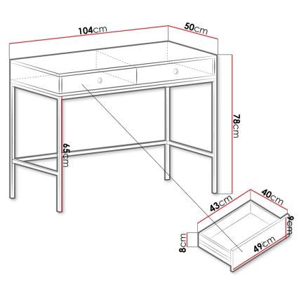 Pomoćni stolić MONO 78x104 cm bež/crna