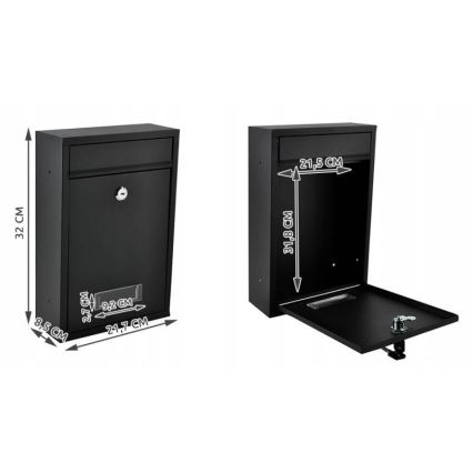 Poštanski sandučić 21,7x32 cm crne boje