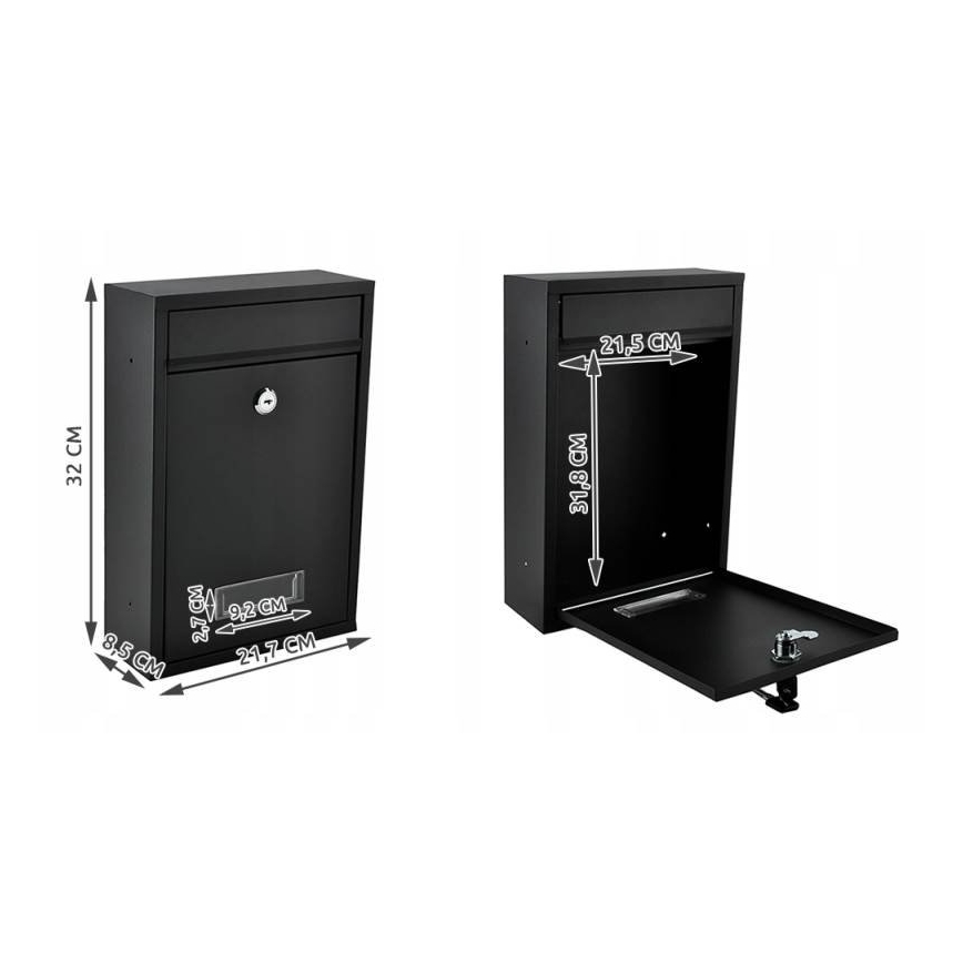 Poštanski sandučić 21,7x32 cm crne boje