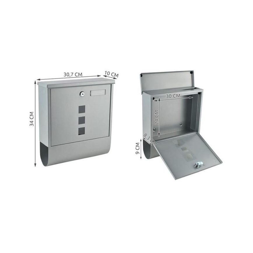 Poštanski sandučić 34x30,7 cm, srebrne boje