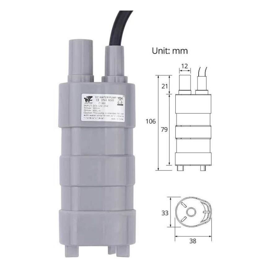 Potopna pumpa 12 V, 600 l/h