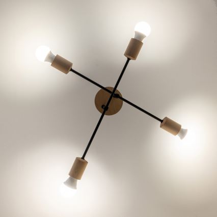 Površinski montiran luster CAMBRIDGE 4xE27/15W/230V borovina