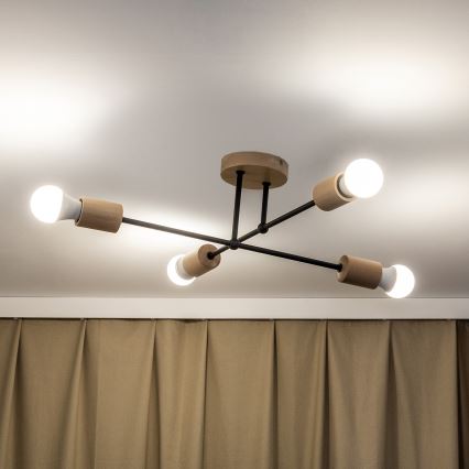 Površinski montiran luster CAMBRIDGE 4xE27/15W/230V borovina