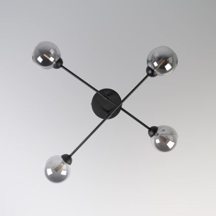 Površinski montiran stropni luster OBSIDIAN 4xG9/10W/230V crna/zadimljeno siva