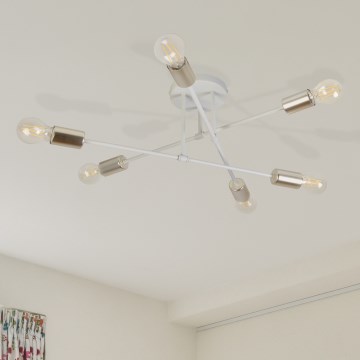 Površinski montirani stropni luster CAMBRIDGE 6xE27/15W/230V mesing/bijela