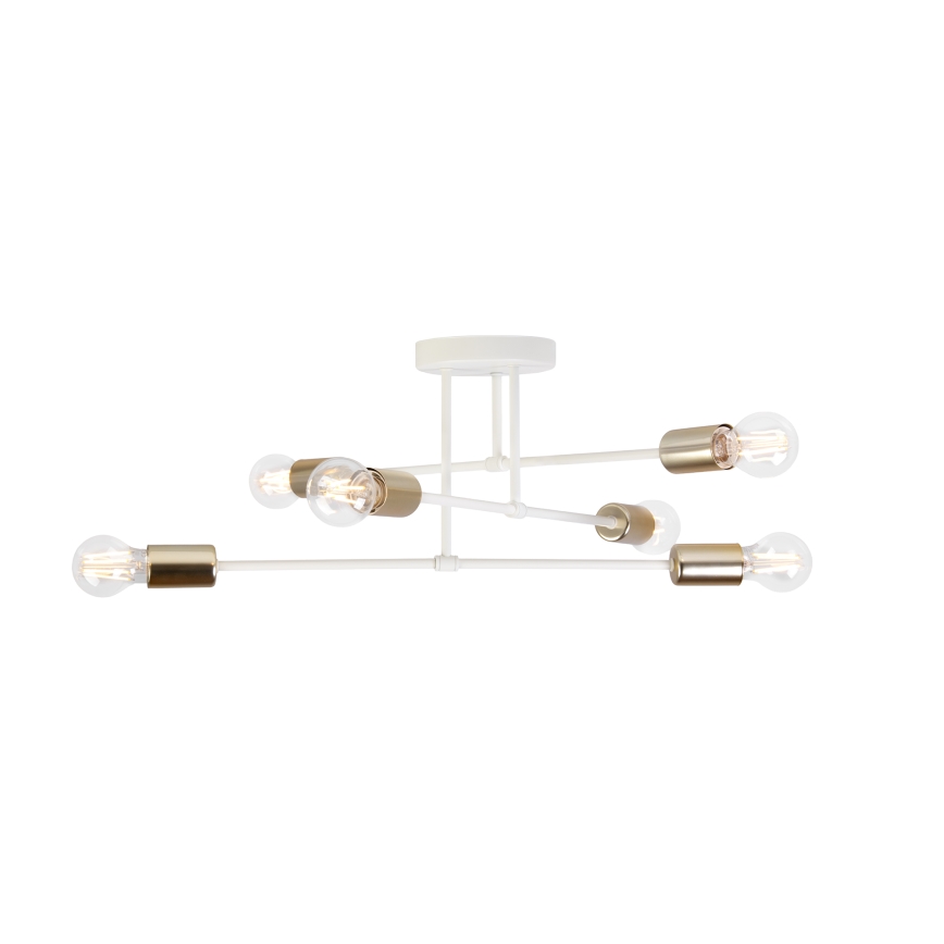 Površinski montirani stropni luster CAMBRIDGE 6xE27/15W/230V mesing/bijela