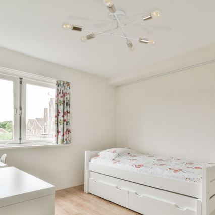 Površinski montirani stropni luster CAMBRIDGE 6xE27/15W/230V mesing/bijela