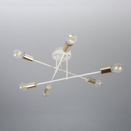 Površinski montirani stropni luster CAMBRIDGE 6xE27/15W/230V mesing/bijela