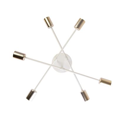 Površinski montirani stropni luster CAMBRIDGE 6xE27/15W/230V mesing/bijela